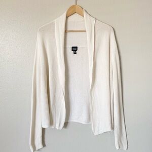 Eileen Fisher Silk Blend Cardigan Sweater Open Front Cream Women's Medium